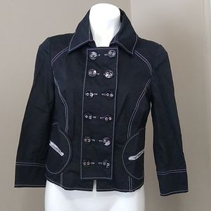 Per Se black 3/4 sleeve moto jacket size 10